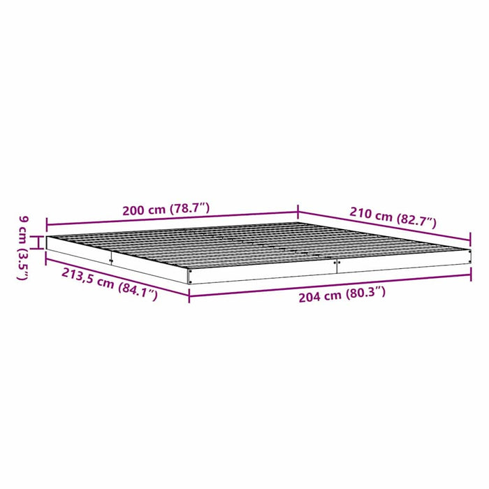 Cadru de pat de podea Alb 200 x 210 cm Lemn masiv de pin - WALTI WALTI