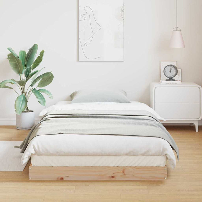 Cadru de pat de podea natural 80 x 220 cm Lemn masiv de pin - WALTI WALTI