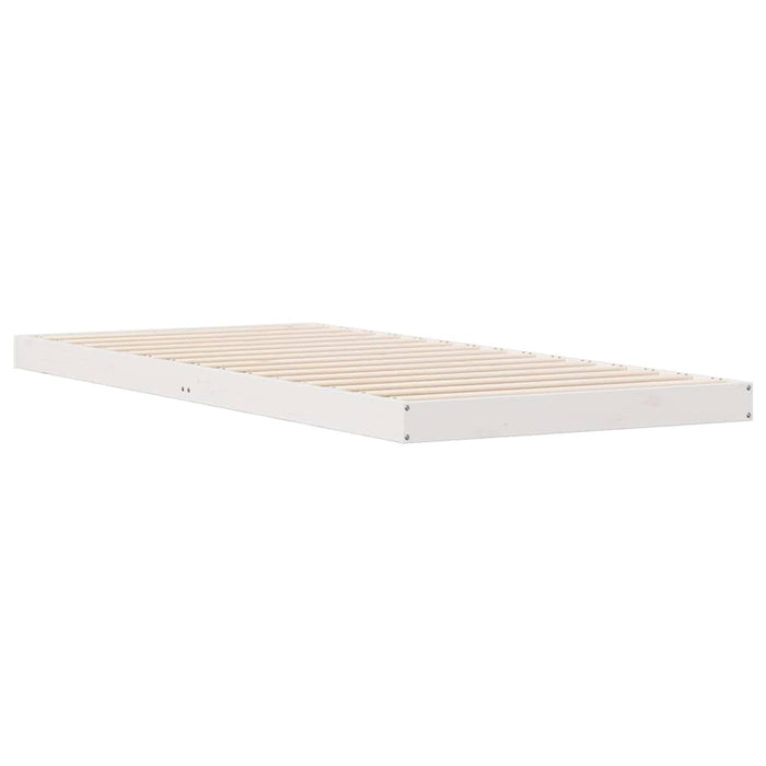 Cadru de pat de podea Alb 90 x 220 cm Lemn masiv de pin - WALTI WALTI
