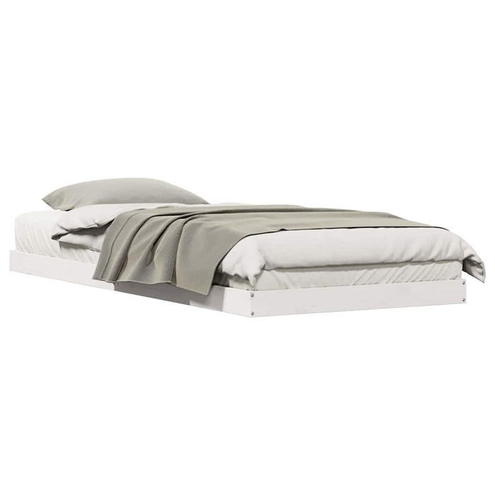 Cadru de pat de podea Alb 90 x 220 cm Lemn masiv de pin - WALTI WALTI