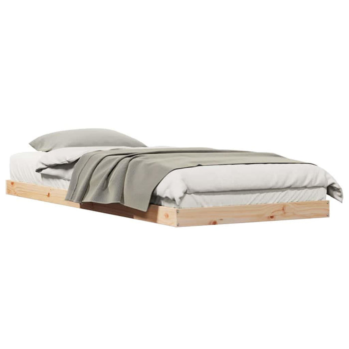 Cadru de pat de podea natural 100 x 220 cm Lemn masiv de pin - WALTI WALTI