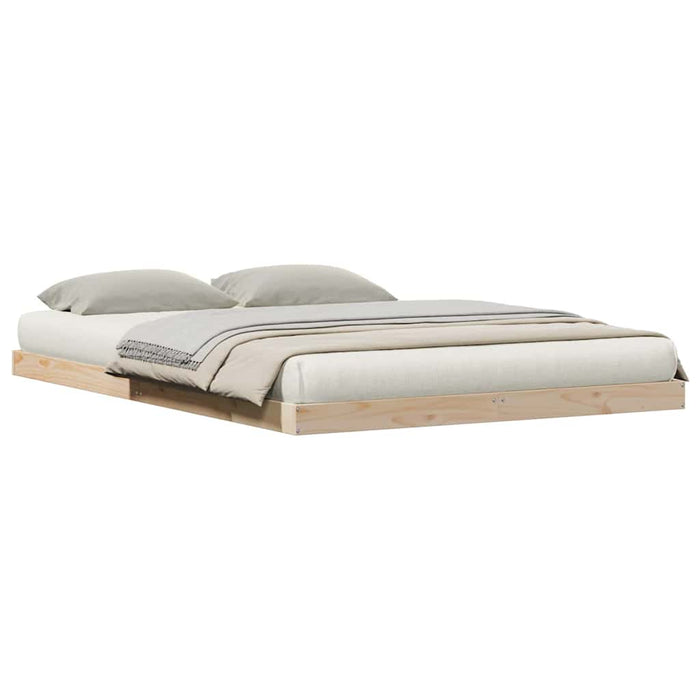 Cadru de pat de podea natural 140 x 220 cm Lemn masiv de pin - WALTI WALTI