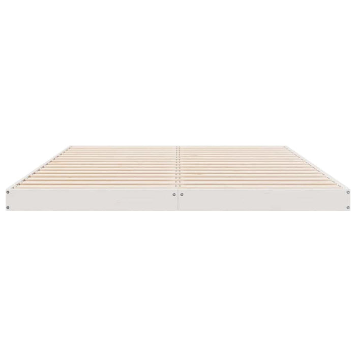 Cadru de pat de podea Alb 140 x 220 cm Lemn masiv de pin - WALTI WALTI