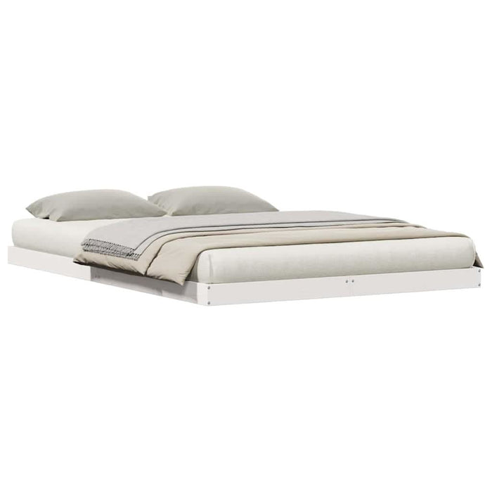 Cadru de pat de podea Alb 140 x 220 cm Lemn masiv de pin - WALTI WALTI