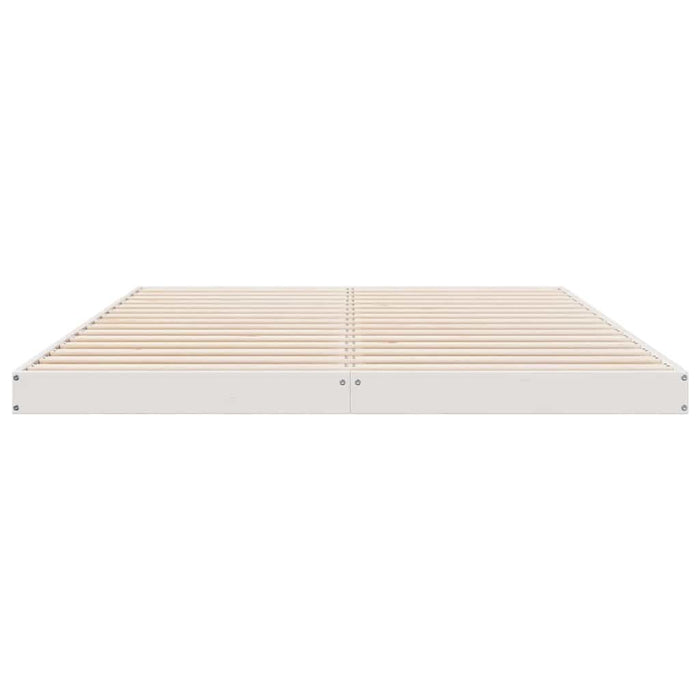 Cadru de pat de podea Alb 140 x 220 cm Lemn masiv de pin - WALTI WALTI