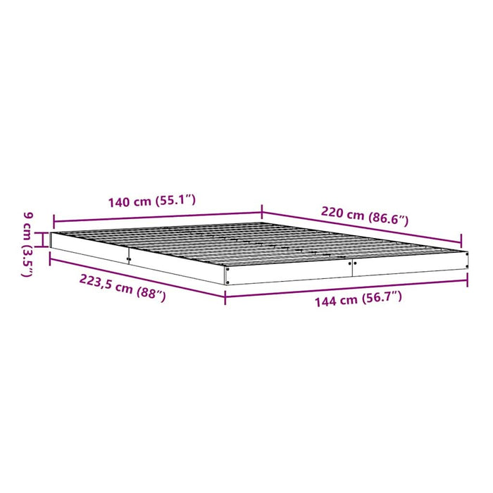 Cadru de pat de podea Alb 140 x 220 cm Lemn masiv de pin - WALTI WALTI
