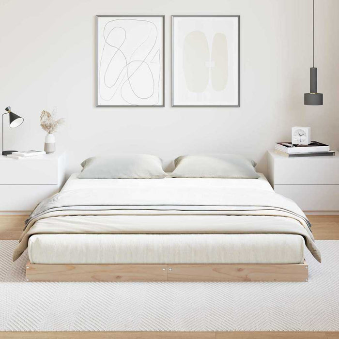 Cadru de pat de podea natural 160 x 220 cm Lemn masiv de pin - WALTI WALTI