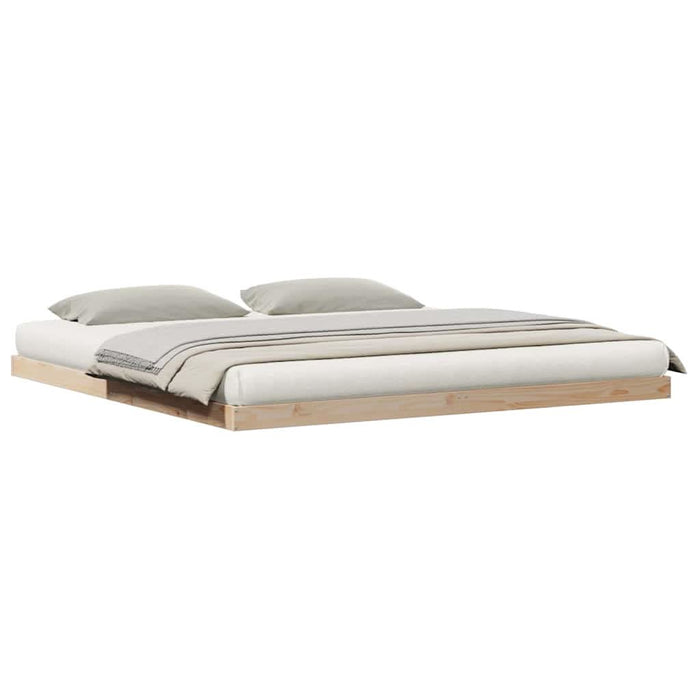 Cadru de pat de podea natural 180 x 220 cm Lemn masiv de pin - WALTI WALTI