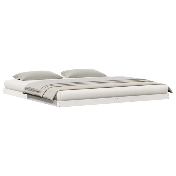 Cadru de pat de podea Alb 200 x 220 cm Lemn masiv de pin - WALTI WALTI