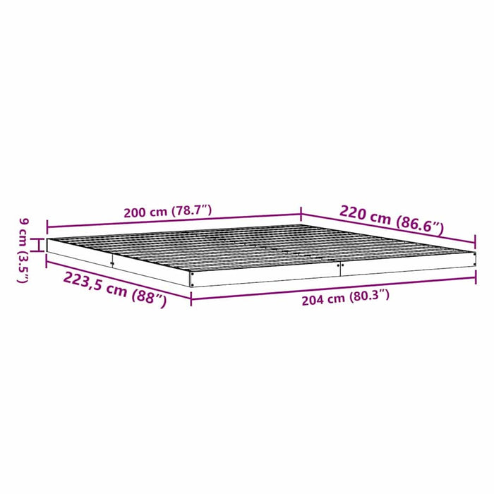 Cadru de pat de podea Alb 200 x 220 cm Lemn masiv de pin - WALTI WALTI