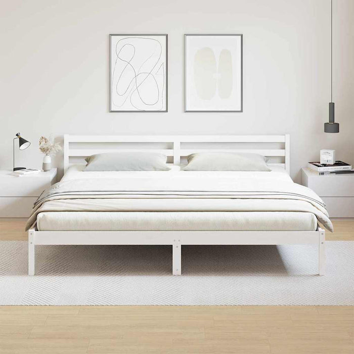 Cadru de pat Alb 208.6 x 157.6 x 69.4 cm Lemn de pin masiv - WALTI WALTI