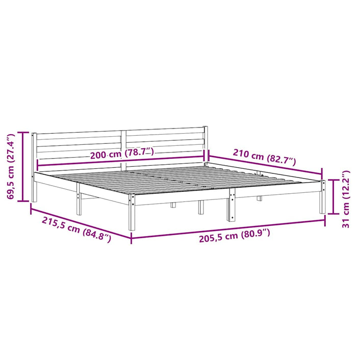 Cadru de pat Alb 208.6 x 157.6 x 69.4 cm Lemn de pin masiv - WALTI WALTI