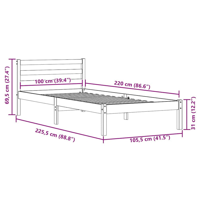 Cadru de pat Alb 208.6 x 157.6 x 69.4 cm Lemn de pin masiv - WALTI WALTI