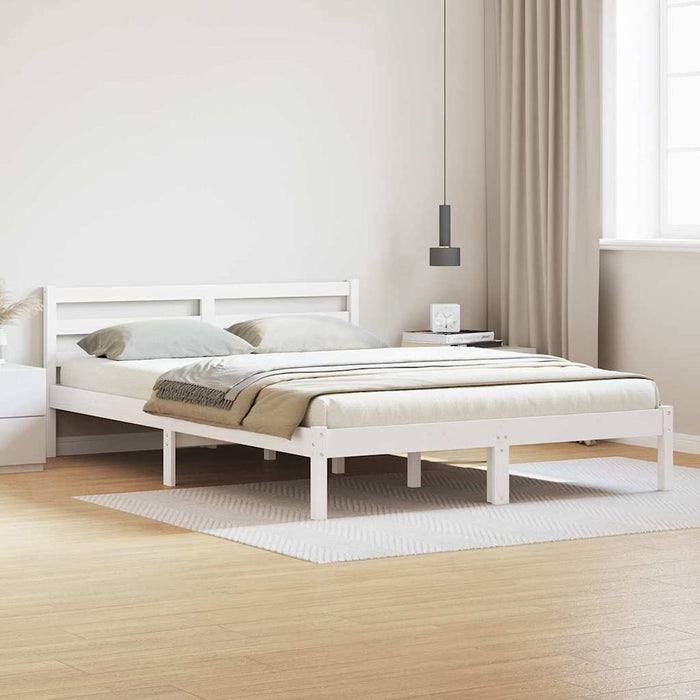 Cadru de pat Alb 208.6 x 157.6 x 69.4 cm Lemn de pin masiv - WALTI WALTI
