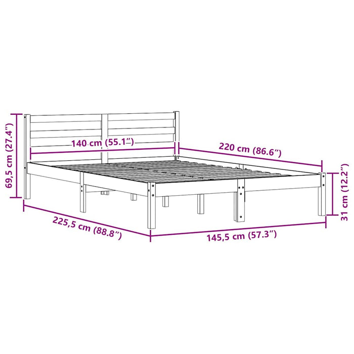 Cadru de pat Alb 208.6 x 157.6 x 69.4 cm Lemn de pin masiv - WALTI WALTI