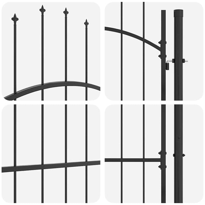 Poartă de grădină cu blocare Gri 125 x 100 cm Oțel - WALTI WALTI