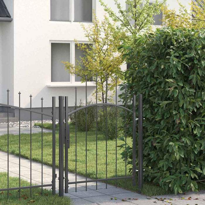 Poartă de grădină cu blocare Gri 125 x 100 cm Oțel - WALTI WALTI