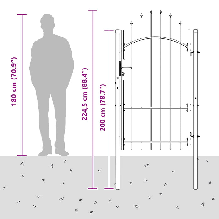 Poartă de grădină cu blocare Woerden Gri 175 x 100 cm Oțel WALTI