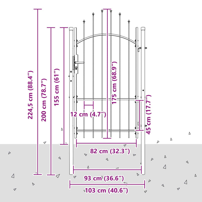 Poartă de grădină cu blocare Woerden Gri 175 x 100 cm Oțel WALTI