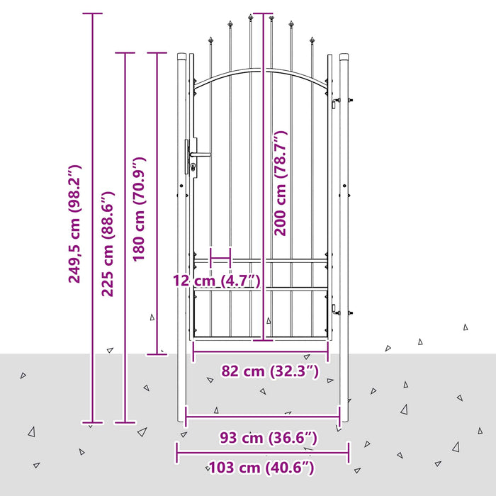 Poartă de grădină cu blocare Woerden Gri 200 x 100 cm Oțel WALTI