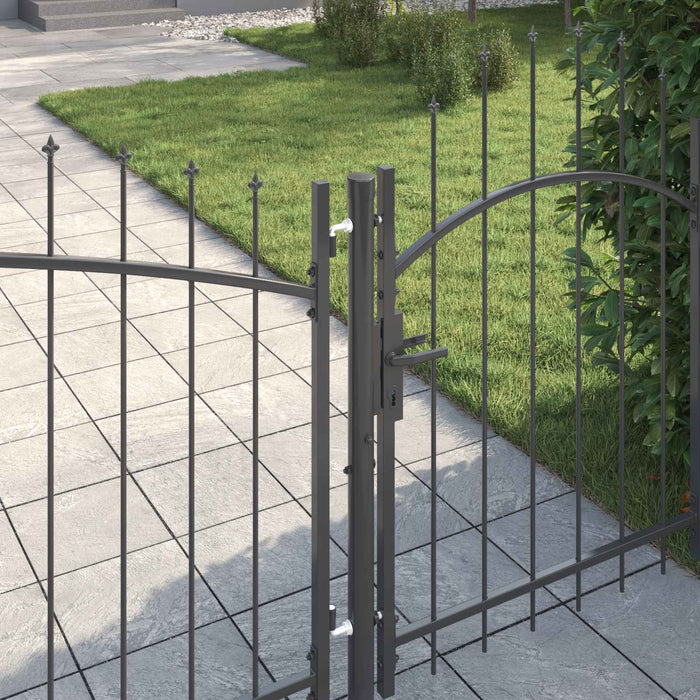Poartă de grădină cu blocare Gri 100 x 400 cm Oțel - WALTI WALTI