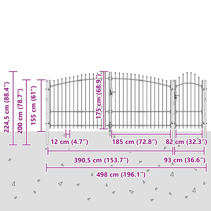 Poartă de grădină cu blocare Gri 100 x 400 cm Oțel - WALTI WALTI