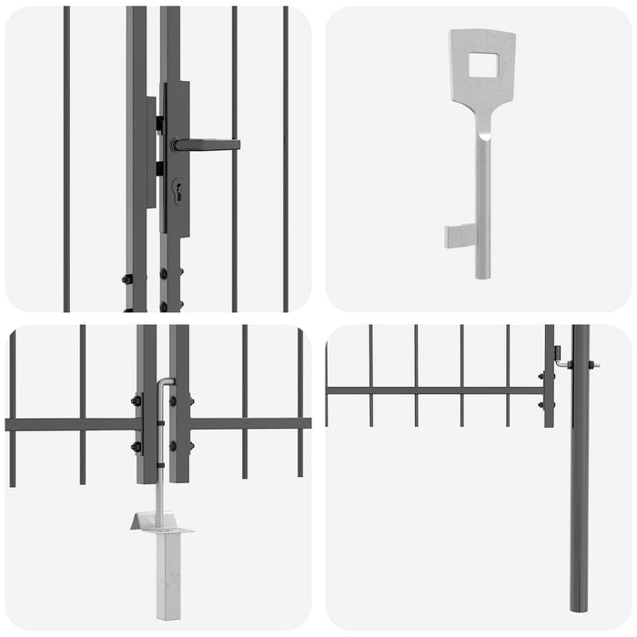 Poartă de grădină cu blocare Woerden Gri 195 x 500 cm Oțel WALTI