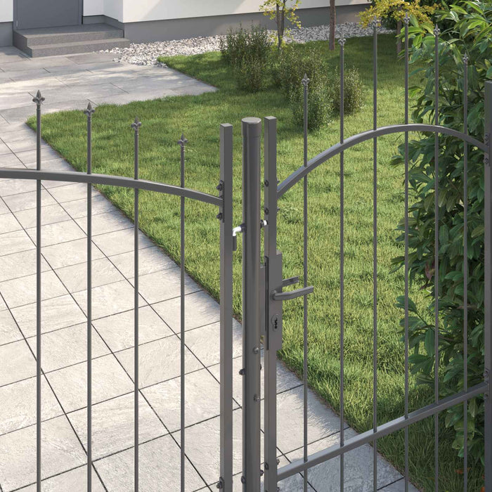 Poartă de grădină cu blocare Woerden Gri 195 x 500 cm Oțel WALTI