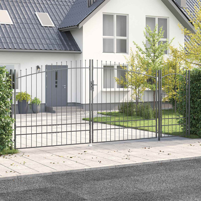 Poartă de grădină cu blocare Woerden Gri 195 x 500 cm Oțel WALTI