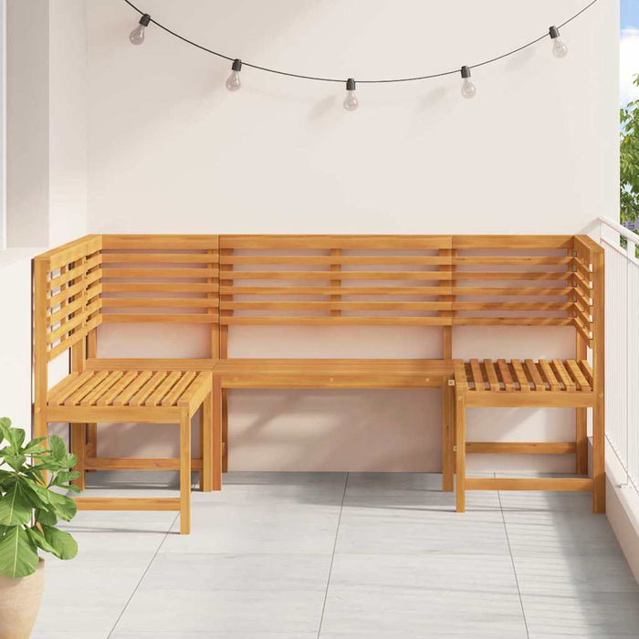Set de Bănci pentru Grădină 3 pcs Maro lemn masiv de acacia - WALTI WALTI