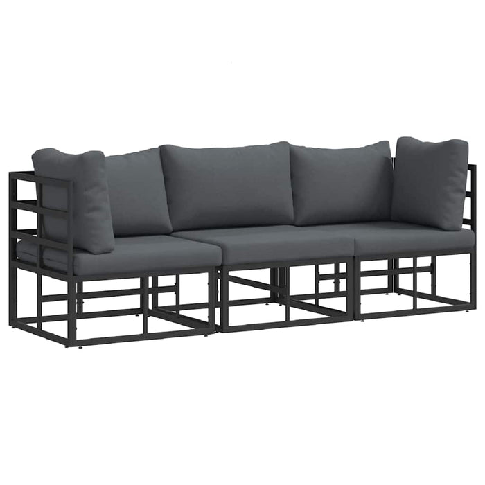 Seturi de mobilier de exterior cu pernă cu pernă 3 pcs Negru și antracit - WALTI WALTI