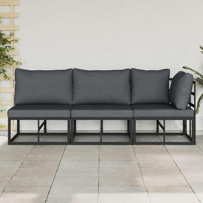 Seturi de mobilier de exterior cu pernă cu pernă 3 pcs Negru și antracit - WALTI WALTI