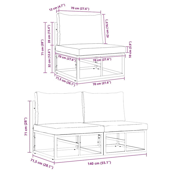 Seturi de mobilier de exterior cu pernă cu pernă 2 pcs Negru și antracit - WALTI WALTI