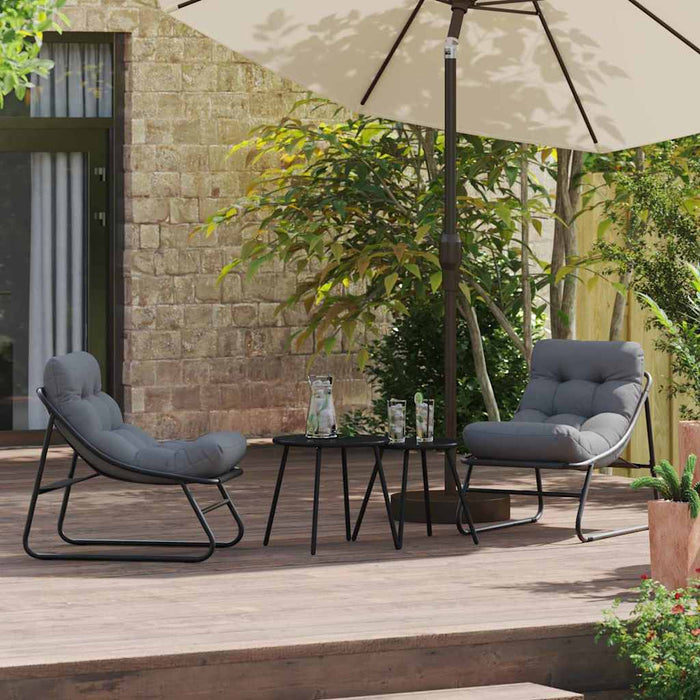 Mobilier de grădină cu pernă 2 pcs Negru 60,5 x 81 x 71 cm - WALTI WALTI