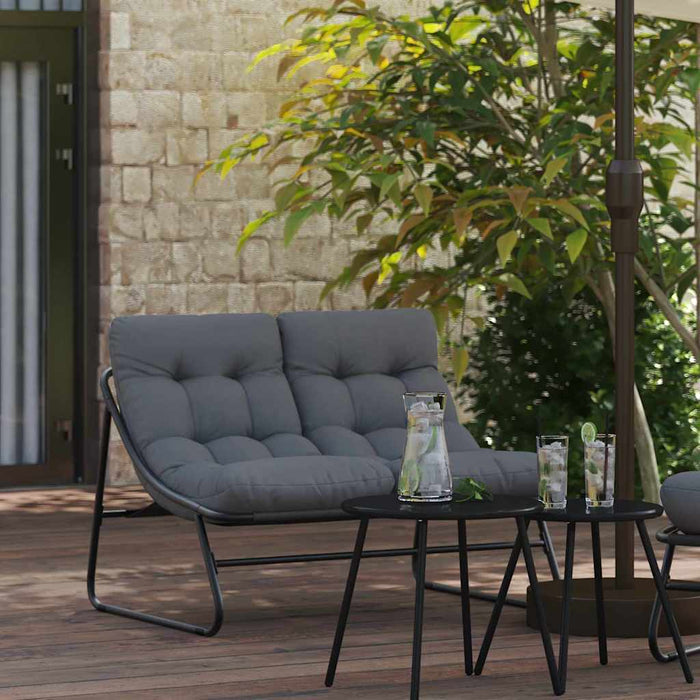 Mobilier de grădină cu pernă Negru 110 x 81 x 71 cm - WALTI WALTI