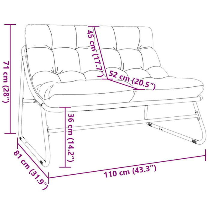 Mobilier de grădină cu pernă Negru 110 x 81 x 71 cm - WALTI WALTI