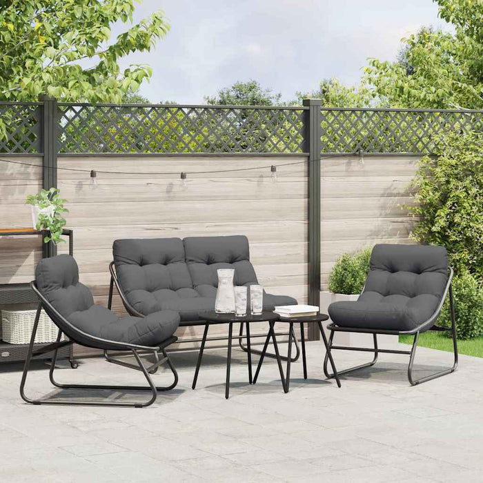 Mobilier de grădină 3 pcs Negru Oțel vopsit electrostatic - WALTI WALTI