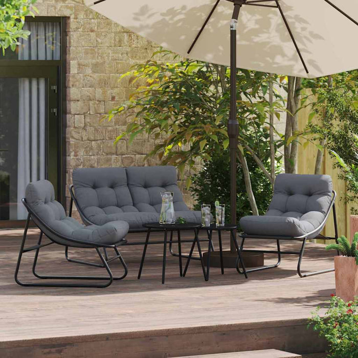 Mobilier de grădină 3 pcs Negru Oțel vopsit electrostatic - WALTI WALTI
