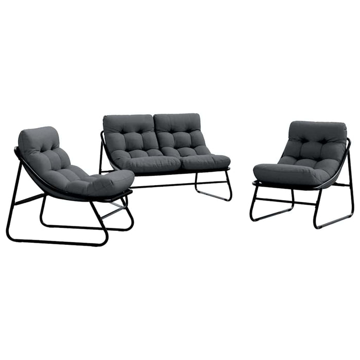 Mobilier de grădină 3 pcs Negru Oțel vopsit electrostatic - WALTI WALTI