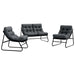 Mobilier de grădină 3 pcs Negru Oțel vopsit electrostatic - WALTI WALTI