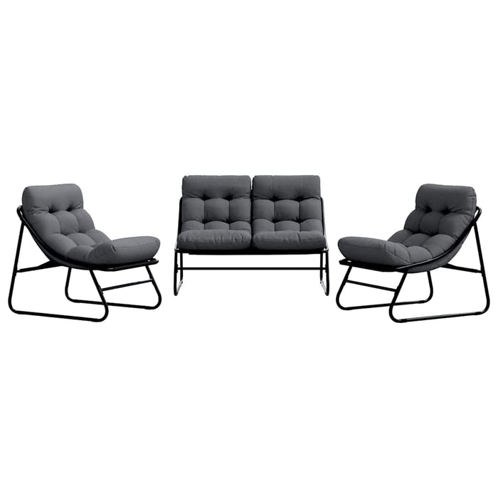 Mobilier de grădină 3 pcs Negru Oțel vopsit electrostatic - WALTI WALTI