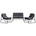 Mobilier de grădină 3 pcs Negru Oțel vopsit electrostatic - WALTI WALTI