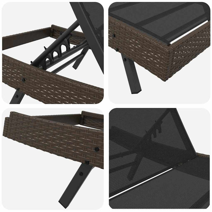 Șezlong 2 pcs Negru și Maro poliratan - WALTI WALTI