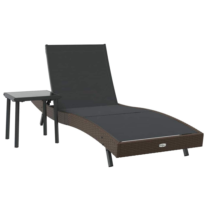 Șezlong 2 pcs Negru și Maro poliratan - WALTI WALTI