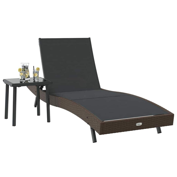Șezlong 2 pcs Negru și Maro poliratan - WALTI WALTI