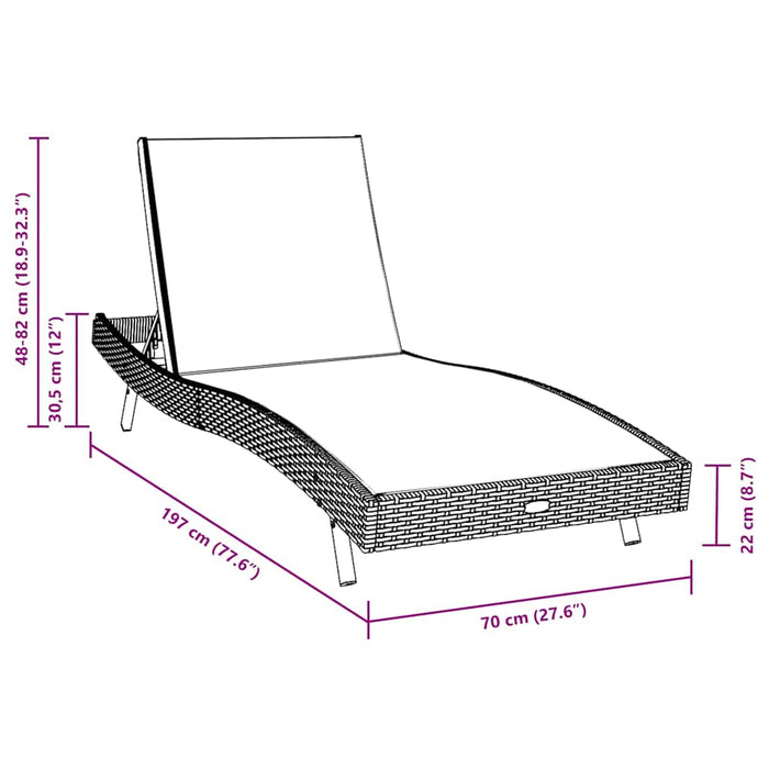 Șezlong 2 pcs Negru și Maro poliratan - WALTI WALTI