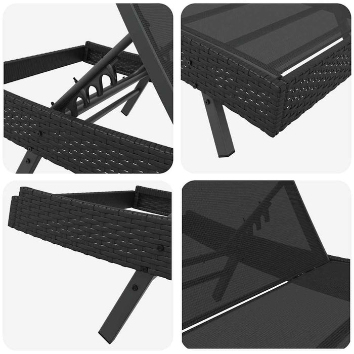 Șezlong 2 pcs Negru poliratan - WALTI WALTI