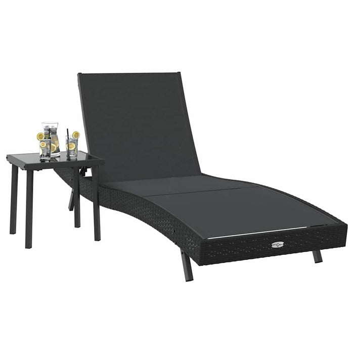 Șezlong 2 pcs Negru poliratan - WALTI WALTI