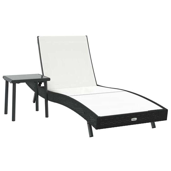 Șezlong 2 pcs Negru și Alb poliratan - WALTI WALTI