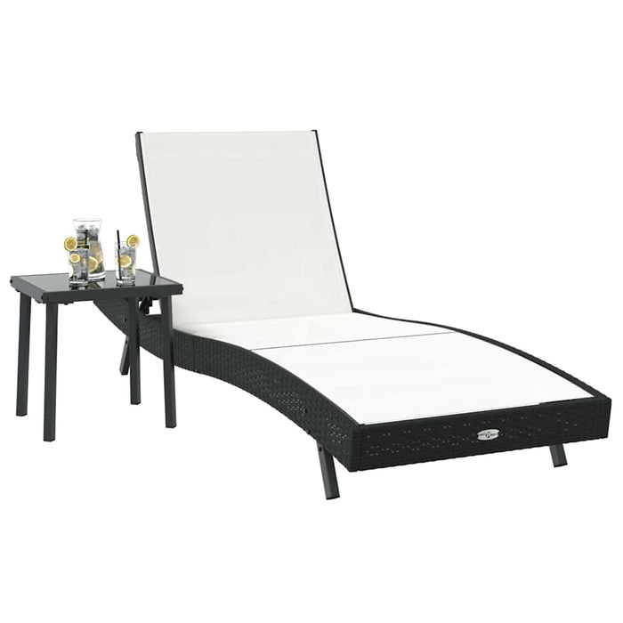 Șezlong 2 pcs Negru și Alb poliratan - WALTI WALTI